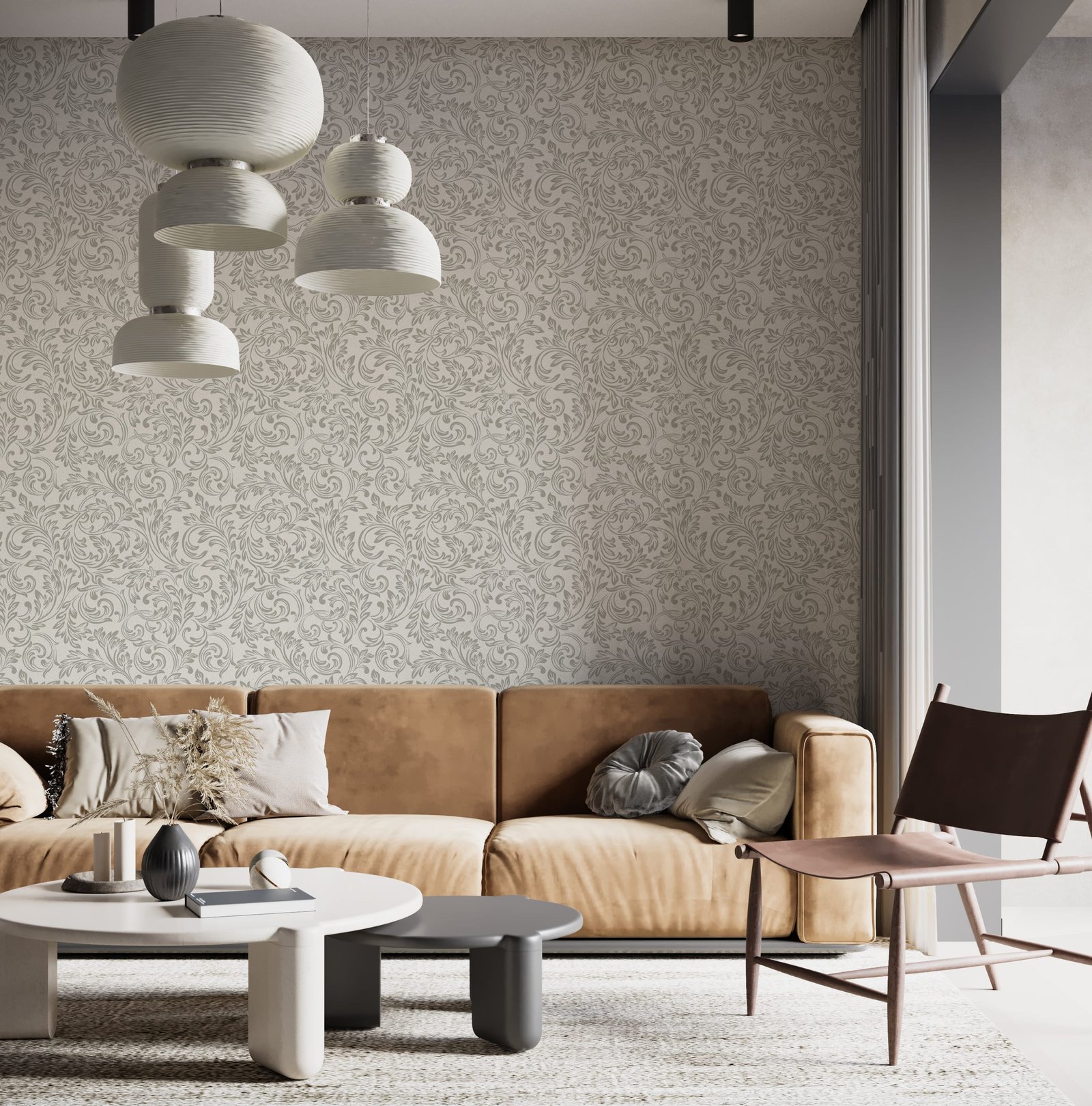 Gray Baroque Wallpaper - Modern Damask Design - Image 4