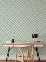 Green Geometric Stripes Pattern Peel and Stick Wallpaper - Image 4