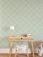 Green Geometric Stripes Pattern Peel and Stick Wallpaper - Image 5
