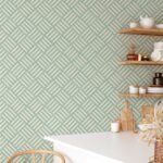 Green Geometric Stripes Pattern Peel and Stick Wallpaper - Image 3