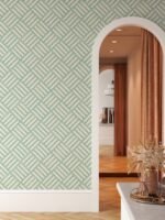 Green Geometric Stripes Pattern Peel and Stick Wallpaper - Image 6