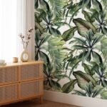 Green Tropical Leaves Self Adhesive Wallpaper