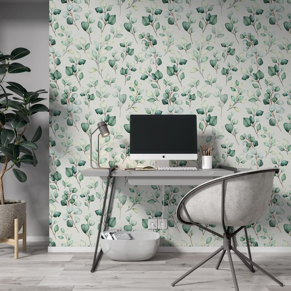 Watercolor Green Leaves Wallpaper - Image 2