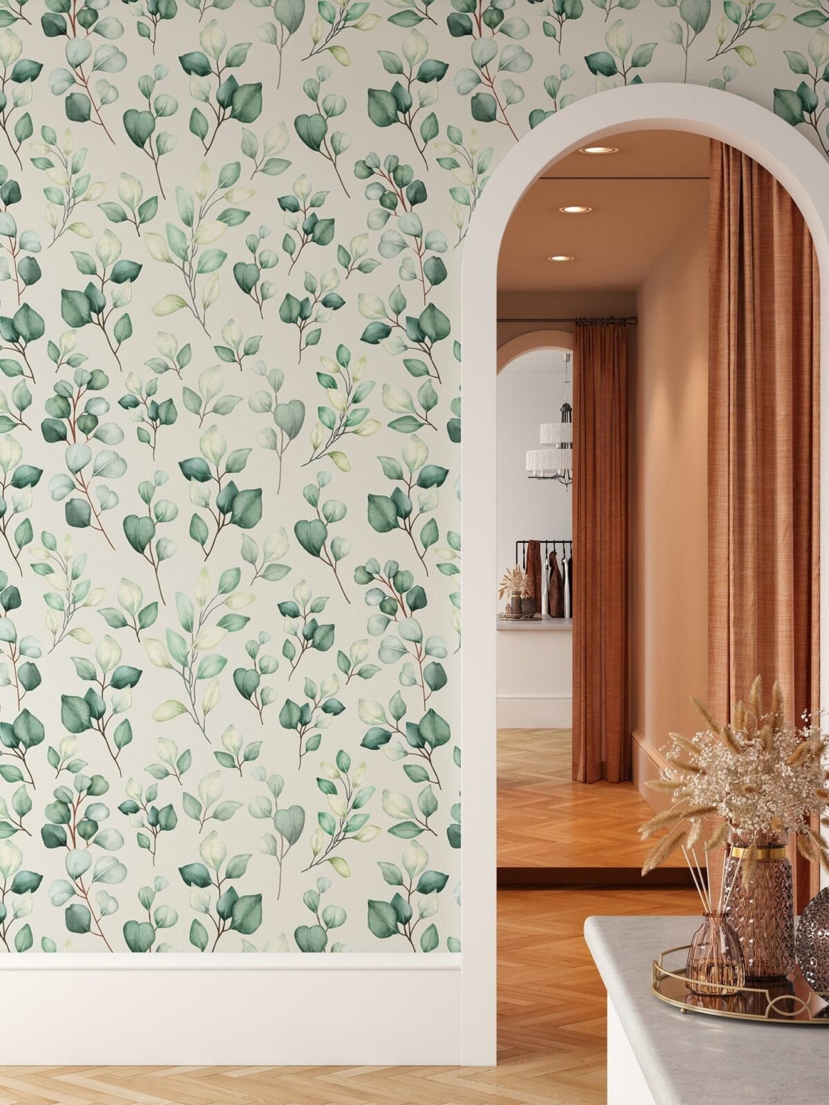 Watercolor Green Leaves Wallpaper - Image 3