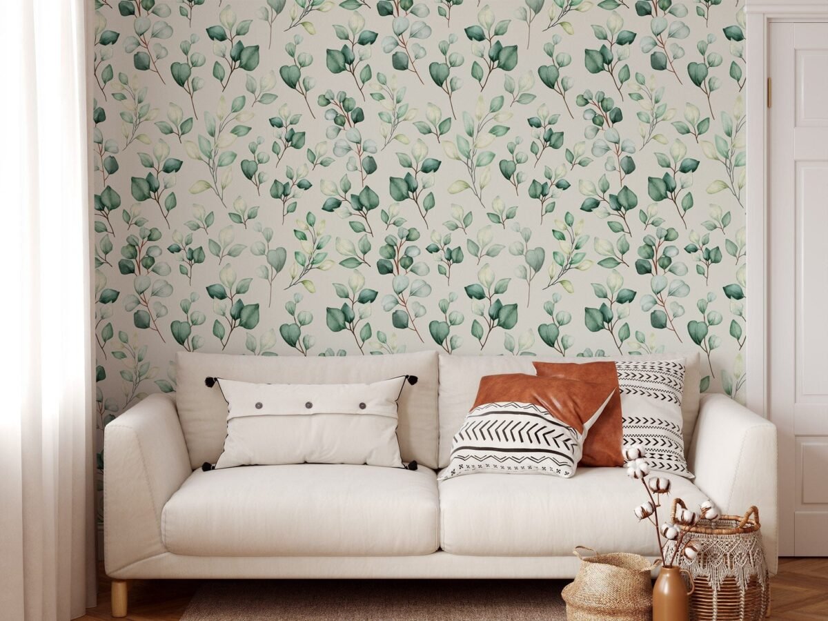 Watercolor Green Leaves Wallpaper - Image 4
