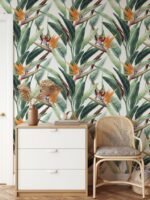 Tropical Banana Leaf & Bird of Paradise Wallpaper - Image 6