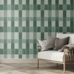 Modern Green Checkered Wallpaper Peel and Stick - Image 2