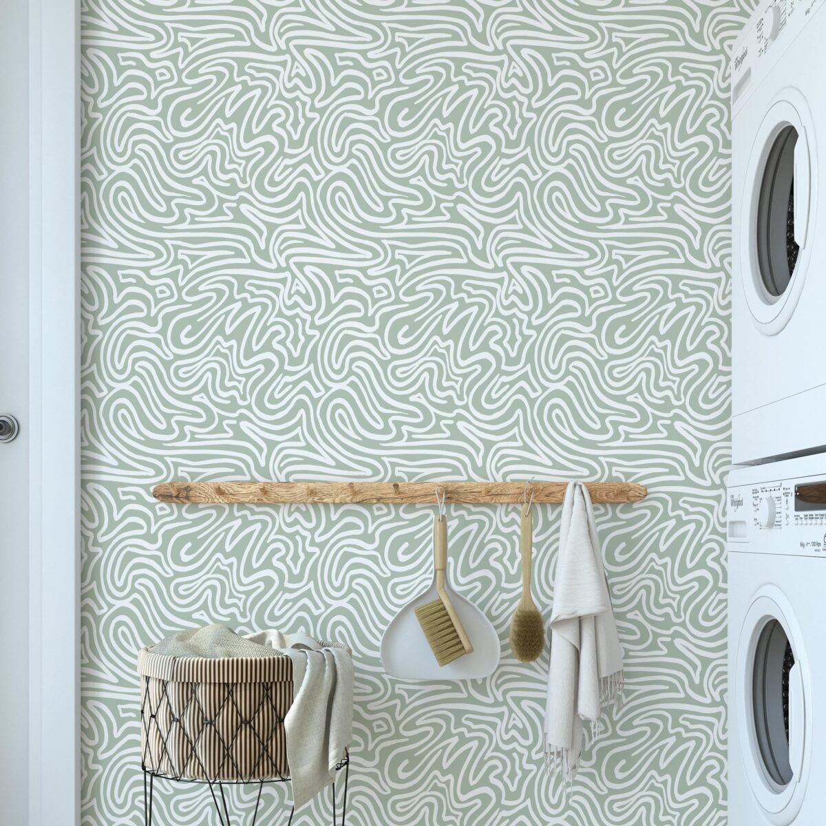 Abstract Modern Green Flow Line Wallpaper - Image 4