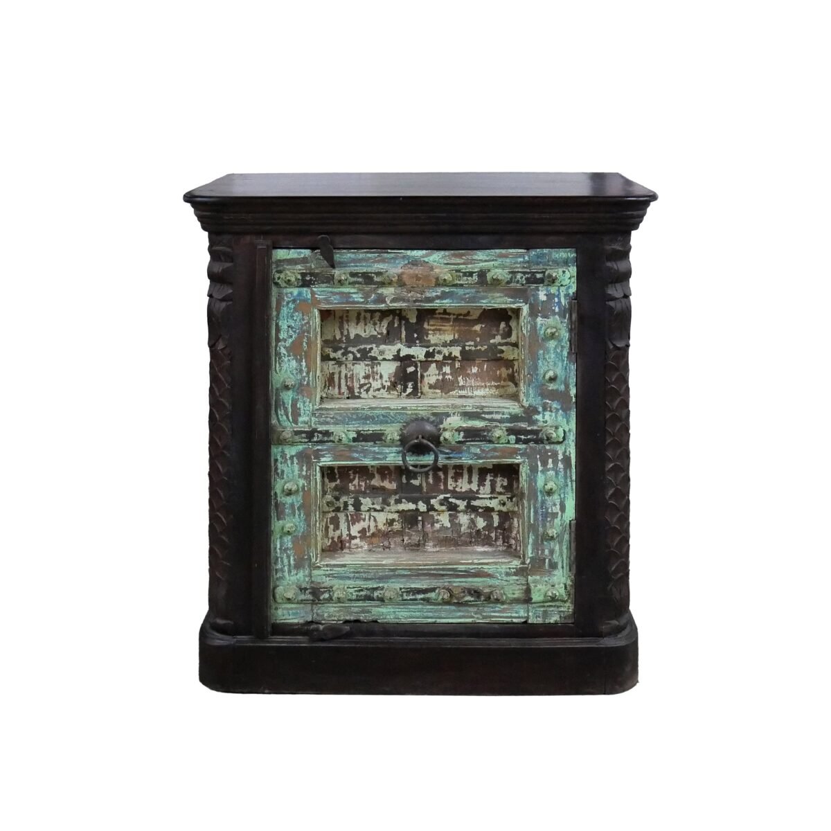 Farmhouse Style Distressed Antique Door Large Nightstand Cabinet - Image 5