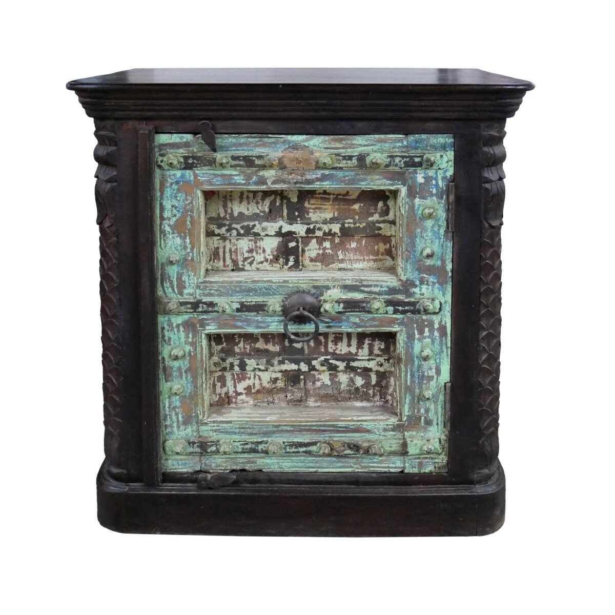 Farmhouse Style Distressed Antique Door Large Nightstand Cabinet - Image 4
