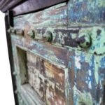 Farmhouse Style Distressed Antique Door Large Nightstand Cabinet - Image 7