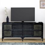 Industrial Style Reclaimed Wood In Metal Frame 60 in. Wide Media Console