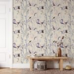 Hand Drawn Watercolor Japanese Cranes Wallpaper - Image 2