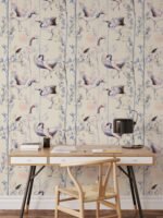 Hand Drawn Watercolor Japanese Cranes Wallpaper - Image 5