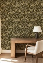 Heritage Birds & Wildflowers - Olive Green Botanical Wallpaper - Image 4