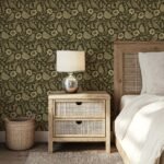 Heritage Birds & Wildflowers - Olive Green Botanical Wallpaper