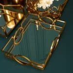 Mirror Glass SS Tray, Gold