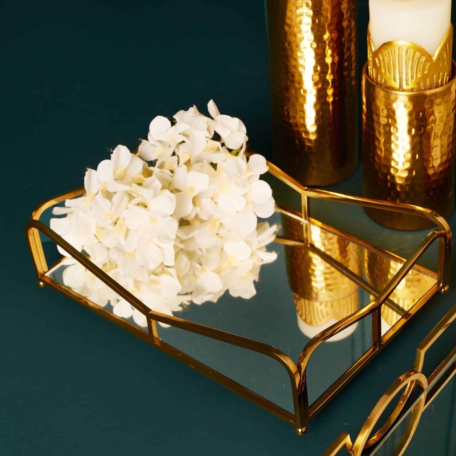 IMG_7613 Luminosità Mirror Glass SS Tray, Gold - Image 1