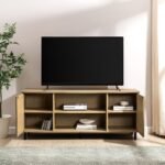 58" 2 Door Wood and Rattan TV Stand - Image 7