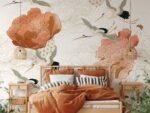 Crane Mural Wallpaper - Japanese Floral Wallpaper Mural - Vintage Peel and Stick Wallpaper - Image 5