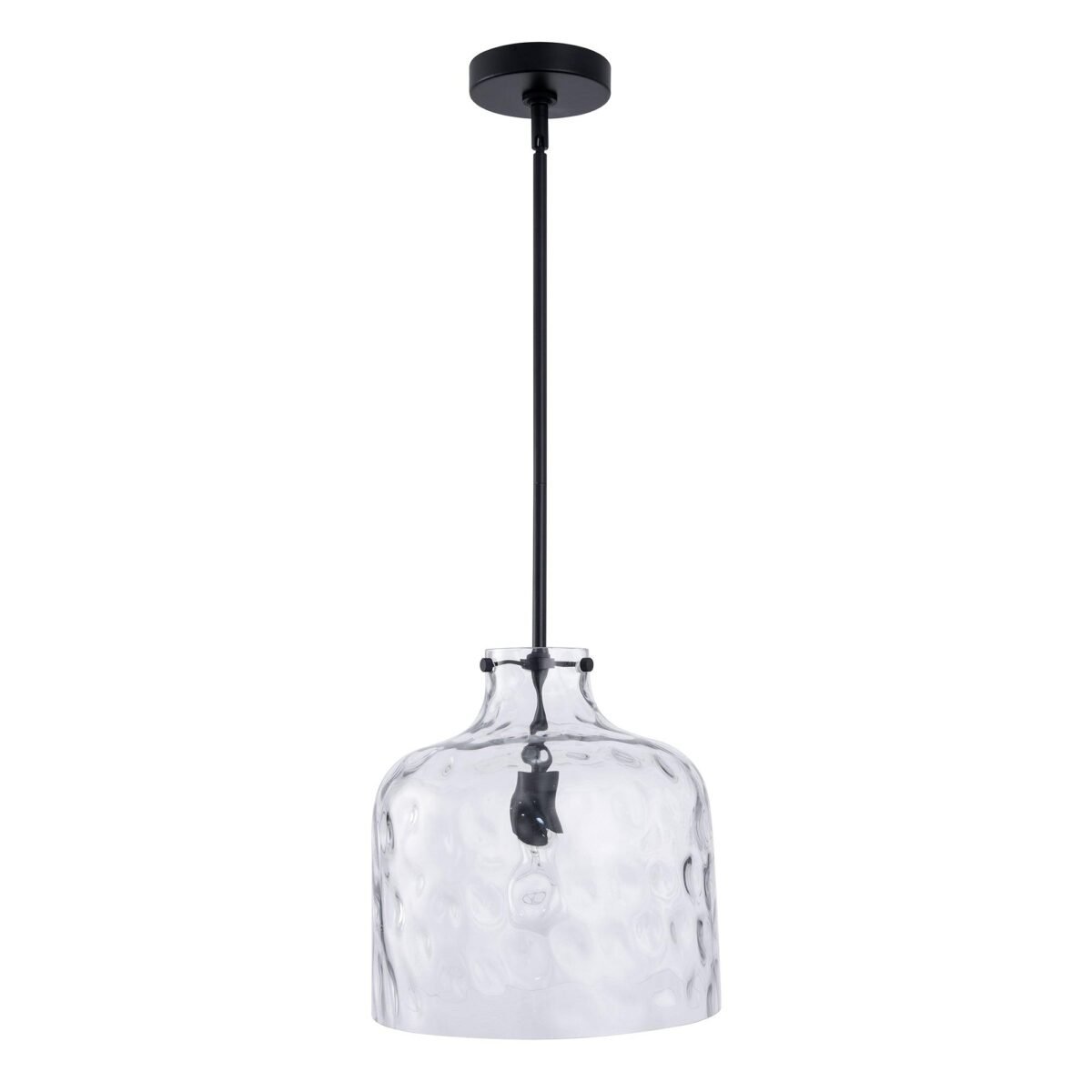 Kara Farmhouse 1-Light Textured Glass Nickel Island Pendant Light - Image 13