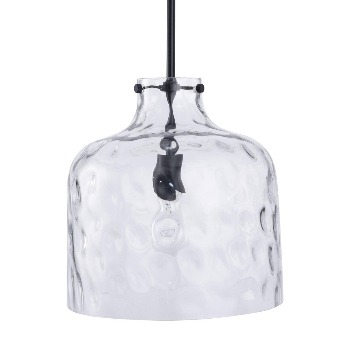 Kara Farmhouse 1-Light Textured Glass Nickel Island Pendant Light - Image 17