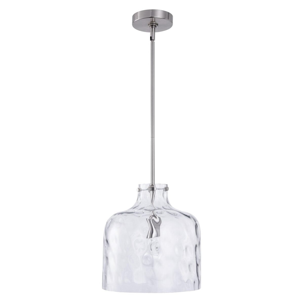Kara Farmhouse 1-Light Textured Glass Nickel Island Pendant Light - Image 1