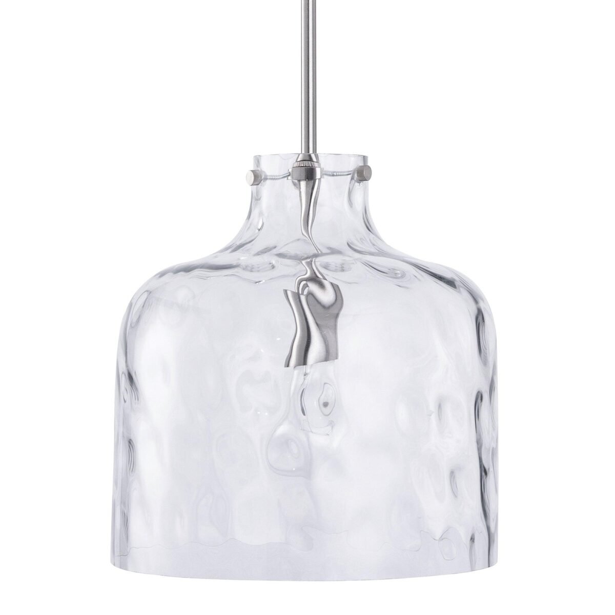 Kara Farmhouse 1-Light Textured Glass Nickel Island Pendant Light - Image 7