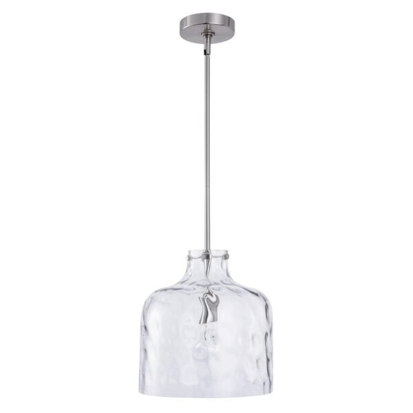 Kara Farmhouse 1-Light Textured Glass Nickel Island Pendant Light