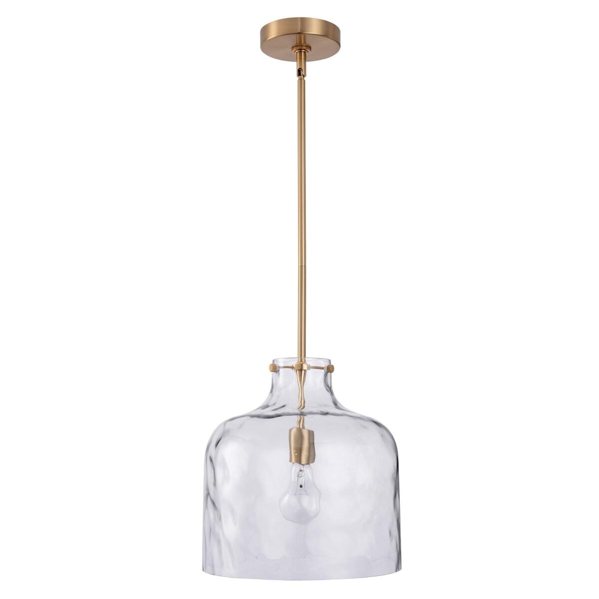 Kara Farmhouse 1-Light Textured Glass Nickel Island Pendant Light - Image 8