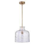 Kara Farmhouse 1-Light Textured Glass Nickel Island Pendant Light - Image 8