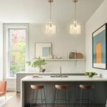 Kara Farmhouse 1-Light Textured Glass Nickel Island Pendant Light - Image 10
