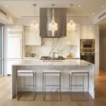 Kara Farmhouse 1-Light Textured Glass Nickel Island Pendant Light - Image 11
