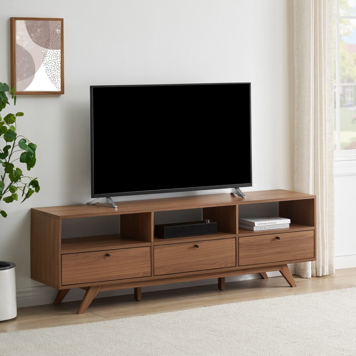 Mid-Century Kela Modern 3-Door TV Stand - Image 1