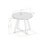 Prenton Modern Slat-Top Patio Round Dining Table - Image 11