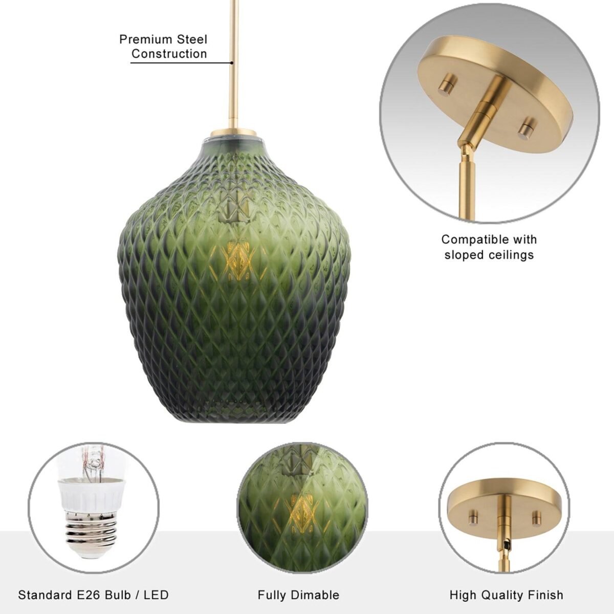 Lavine 1-light Olive Handblown Glass Mini Island Pendant Light - Image 4