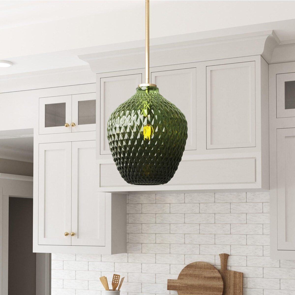 Lavine 1-light Olive Handblown Glass Mini Island Pendant Light - Image 6