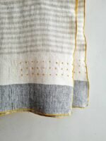 Handcrafted 100% Linen Ivory Throw Blanket with Grey Stripes - 50" x 70" Elegant Home Decor - Image 7