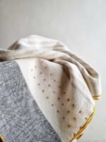 Handcrafted 100% Linen Ivory Throw Blanket with Grey Stripes - 50" x 70" Elegant Home Decor - Image 9