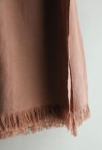 Handcrafted 100% Linen Throw Blanket in Rich Chocolate Brown with Elegant Fringe, 50" x 70" - Image 4