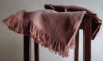 Handcrafted 100% Linen Throw Blanket in Rich Chocolate Brown with Elegant Fringe, 50" x 70" - Image 5