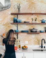 Golden Tropical Leaves Wallpaper Peel and Stick - Image 4