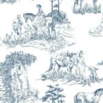 Classic Blue French Toile Wallpaper - Elegant Countryside Wallcovering - Image 2
