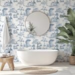 Classic Blue French Toile Wallpaper - Elegant Countryside Wallcovering