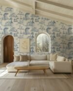Classic Blue French Toile Wallpaper - Elegant Countryside Wallcovering - Image 7