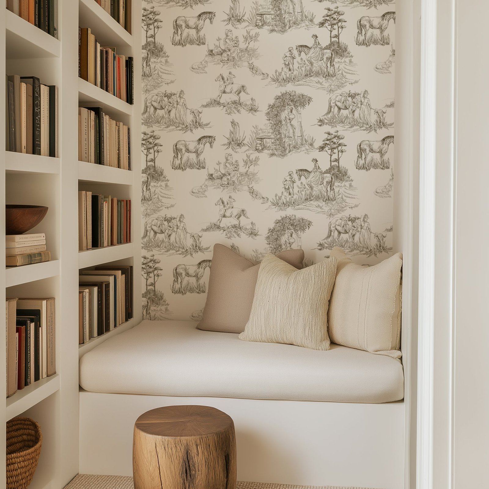 Luxury French Toile Wallpaper - Elegant Vintage Horse & Equestrian Wallcovering - Image 1