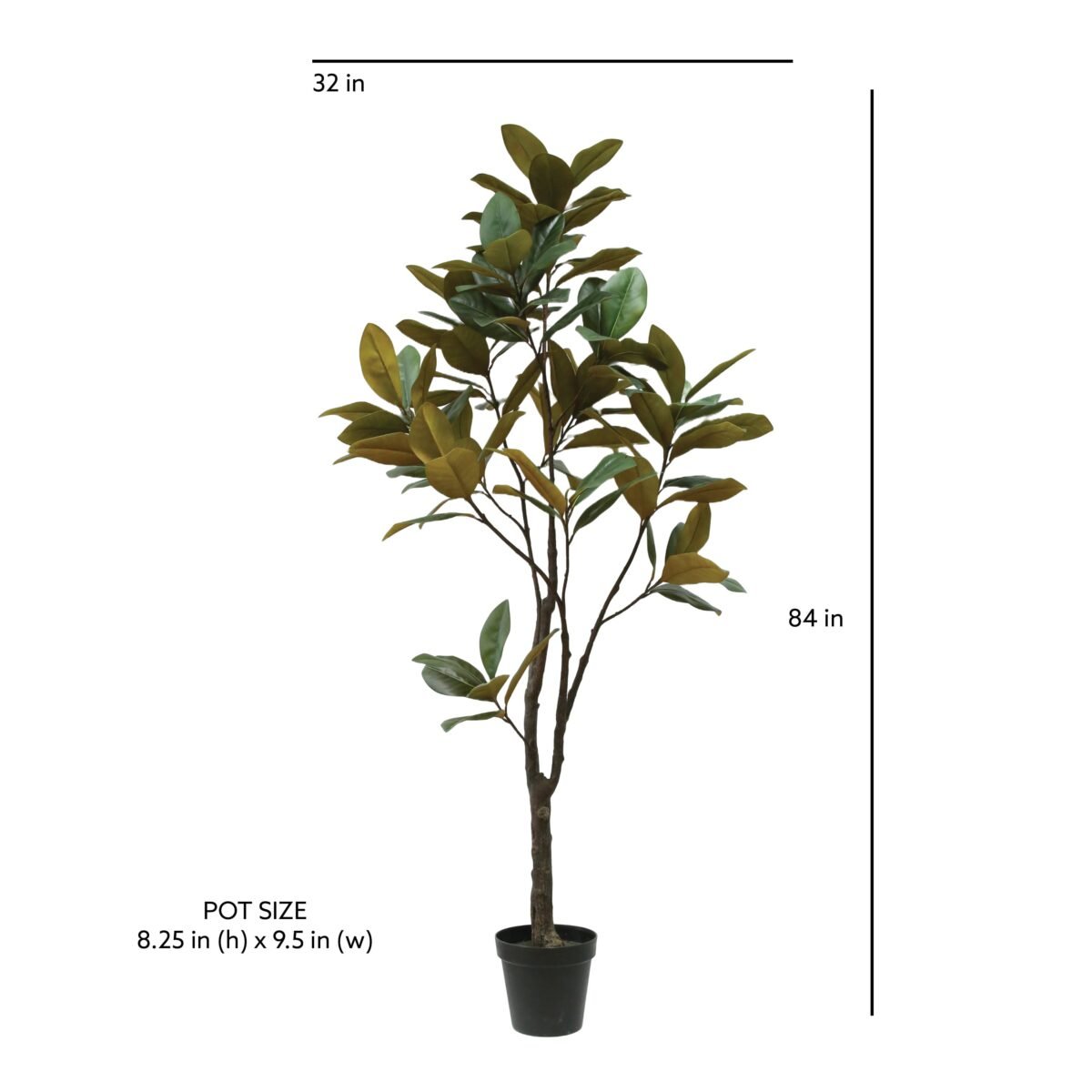 7' Lifelike Artificial Magnolia Tree in Black Grower Pot - Timeless Nature-Inspired Home Decor - Image 8