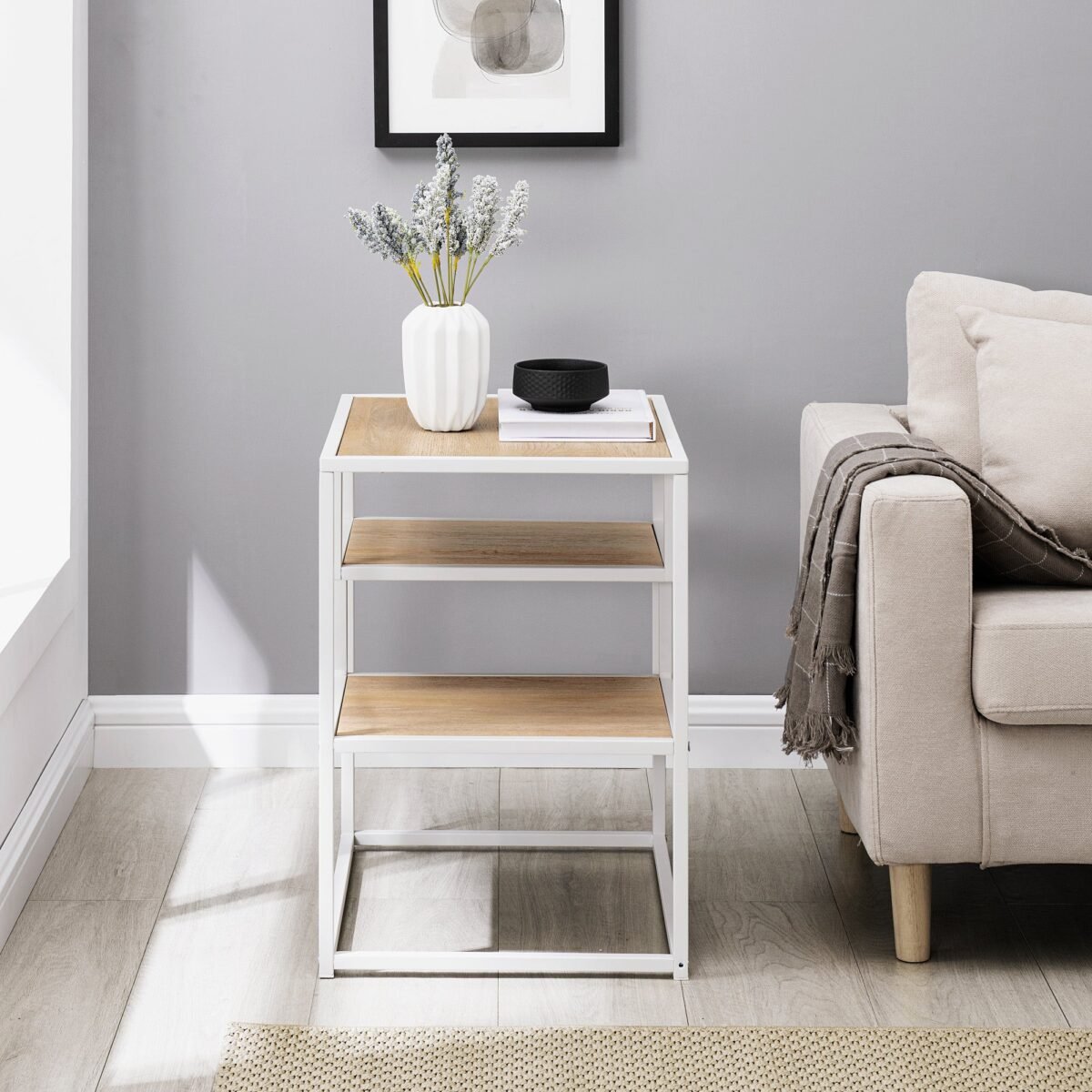 Maya 16" Contemporary Metal and Wood Side Table - Image 9