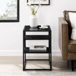 Maya 16" Contemporary Metal and Wood Side Table - Image 7