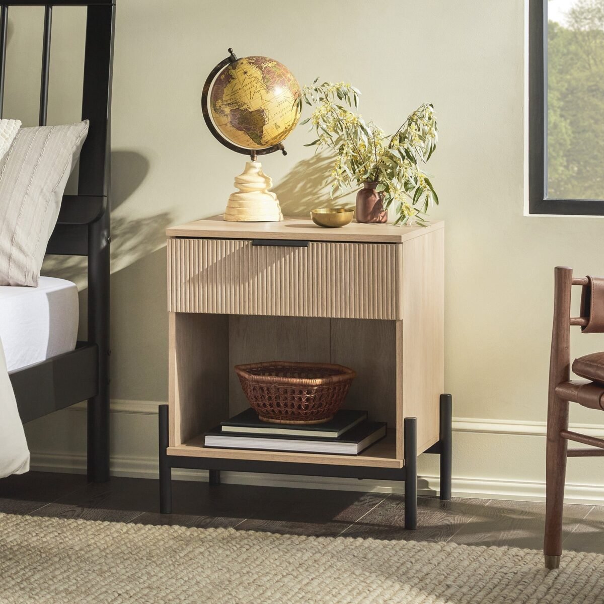 Paris Modern Scandinavian Reeded Nightstand - Image 1